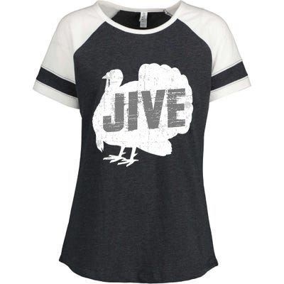 Funny Turkey Jive Thanksgiving Holiday Turkey Enza Ladies Jersey Colorblock Tee