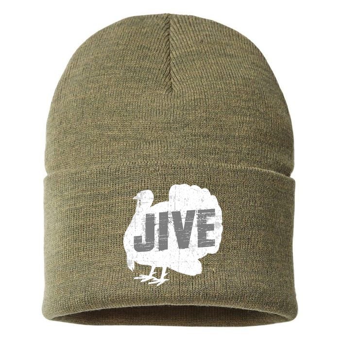 Funny Turkey Jive Thanksgiving Holiday Turkey Sustainable Knit Beanie