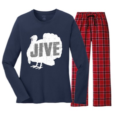 Funny Turkey Jive Thanksgiving Holiday Turkey Women's Long Sleeve Flannel Pajama Set 