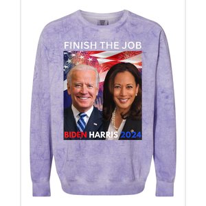 Finish The JobBiden Harris 2024 Political Tee Democrats Colorblast Crewneck Sweatshirt