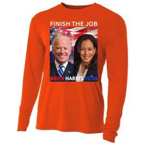 Finish The JobBiden Harris 2024 Political Tee Democrats Cooling Performance Long Sleeve Crew