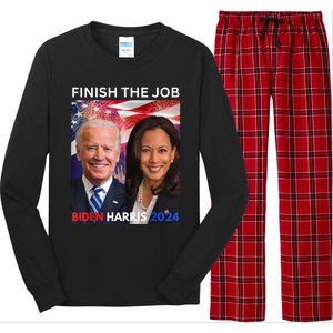 Finish The JobBiden Harris 2024 Political Tee Democrats Long Sleeve Pajama Set