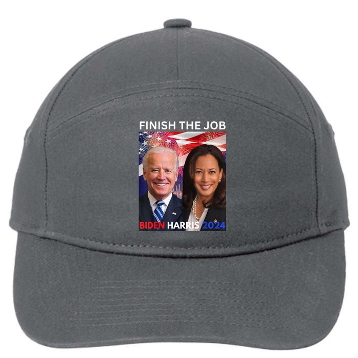 Finish The JobBiden Harris 2024 Political Tee Democrats 7-Panel Snapback Hat