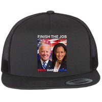 Finish The JobBiden Harris 2024 Political Tee Democrats Flat Bill Trucker Hat