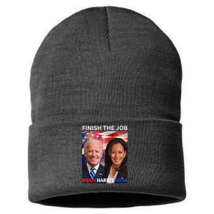 Finish The JobBiden Harris 2024 Political Tee Democrats Sustainable Knit Beanie