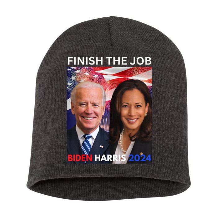 Finish The JobBiden Harris 2024 Political Tee Democrats Short Acrylic Beanie