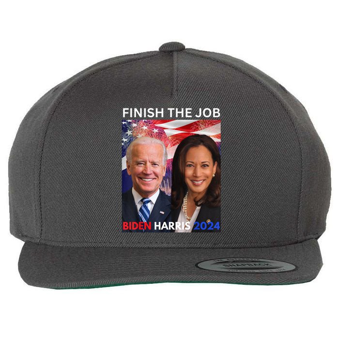 Finish The JobBiden Harris 2024 Political Tee Democrats Wool Snapback Cap