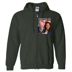 Finish The JobBiden Harris 2024 Political Tee Democrats Full Zip Hoodie