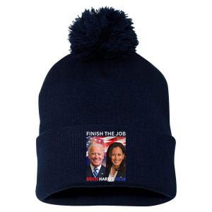 Finish The JobBiden Harris 2024 Political Tee Democrats Pom Pom 12in Knit Beanie