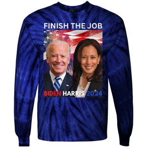 Finish The JobBiden Harris 2024 Political Tee Democrats Tie-Dye Long Sleeve Shirt