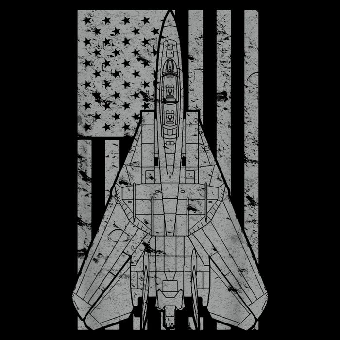 F14 Tomcat Jet Fighter Vintage American Flag Long Sleeve Shirt