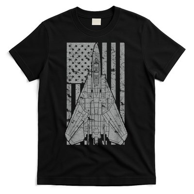 F14 Tomcat Jet Fighter Vintage American Flag T-Shirt