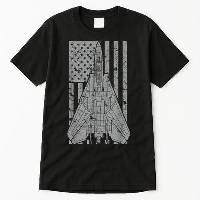 F14 Tomcat Jet Fighter Vintage American Flag Tall T-Shirt