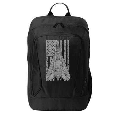 F14 Tomcat Jet Fighter Vintage American Flag City Backpack