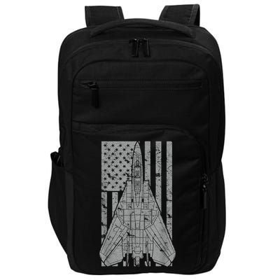 F14 Tomcat Jet Fighter Vintage American Flag Impact Tech Backpack
