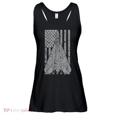 F14 Tomcat Jet Fighter Vintage American Flag Ladies Essential Flowy Tank