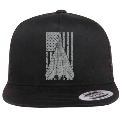 F14 Tomcat Jet Fighter Vintage American Flag Flatbill Hat