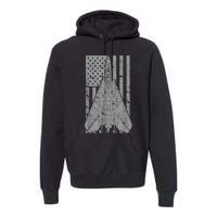 F14 Tomcat Jet Fighter Vintage American Flag Premium Hoodie