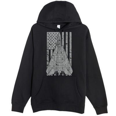 F14 Tomcat Jet Fighter Vintage American Flag Premium Pullover Hoodie