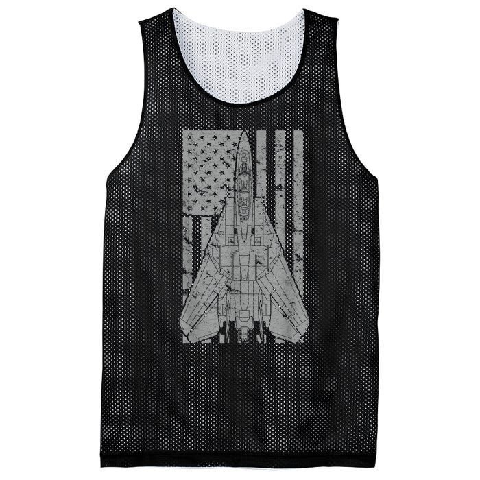 F14 Tomcat Jet Fighter Vintage American Flag Mesh Reversible Basketball Jersey Tank