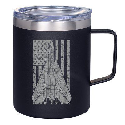 F14 Tomcat Jet Fighter Vintage American Flag 12oz Stainless Steel Coffee Mug