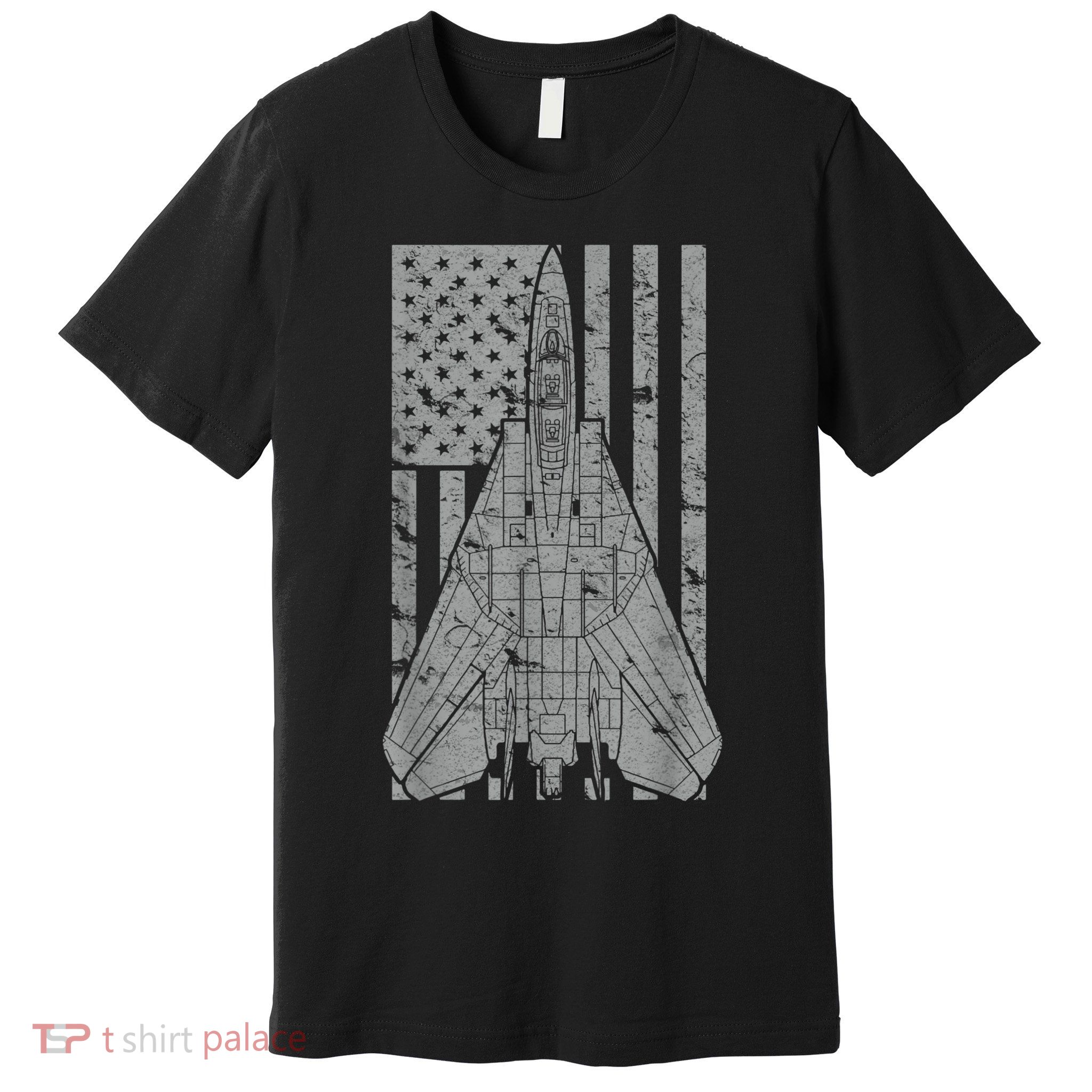 F14 Tomcat Jet Fighter Vintage American Flag Premium T-Shirt