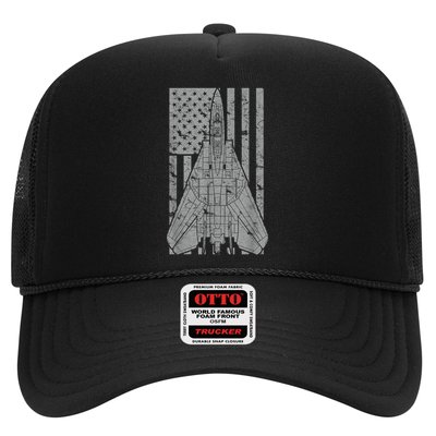F14 Tomcat Jet Fighter Vintage American Flag Trucker Hat