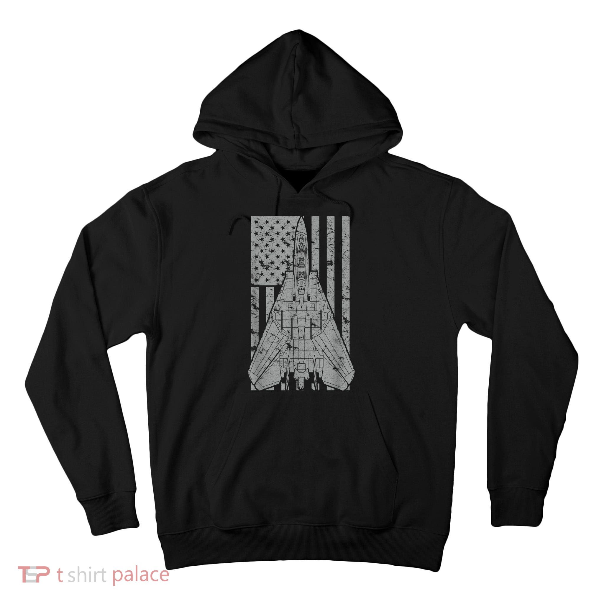 F14 Tomcat Jet Fighter Vintage American Flag Tall Hoodie