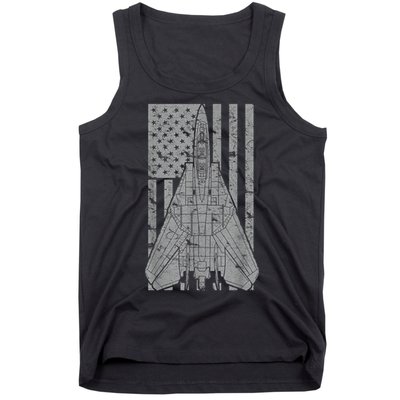 F14 Tomcat Jet Fighter Vintage American Flag Tank Top