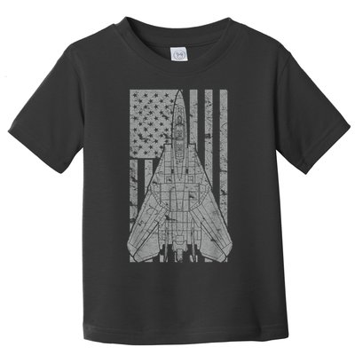F14 Tomcat Jet Fighter Vintage American Flag Toddler T-Shirt