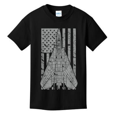 F14 Tomcat Jet Fighter Vintage American Flag Kids T-Shirt