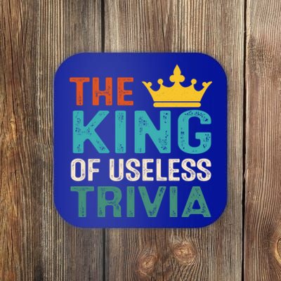 Funny The King Of Useless Trivia Day Retro Vintage Gift Coaster