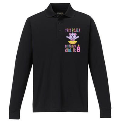 Funny This Koala Birthday Is 8 Birthday Performance Long Sleeve Polo