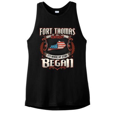 Fort Thomas Kentucky Usa Flag 4th Of July Gift Ladies PosiCharge Tri-Blend Wicking Tank