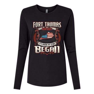 Fort Thomas Kentucky Usa Flag 4th Of July Gift Womens Cotton Relaxed Long Sleeve T-Shirt