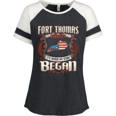 Fort Thomas Kentucky Usa Flag 4th Of July Gift Enza Ladies Jersey Colorblock Tee