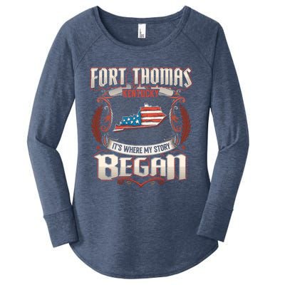 Fort Thomas Kentucky Usa Flag 4th Of July Gift Women's Perfect Tri Tunic Long Sleeve Shirt