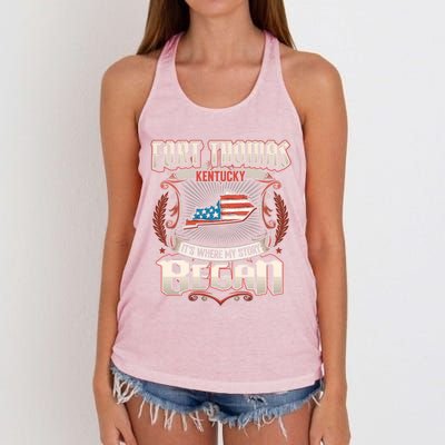 Fort Thomas Kentucky Usa Flag 4th Of July Gift Women's Knotted Racerback Tank