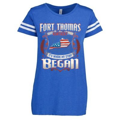 Fort Thomas Kentucky Usa Flag 4th Of July Gift Enza Ladies Jersey Football T-Shirt