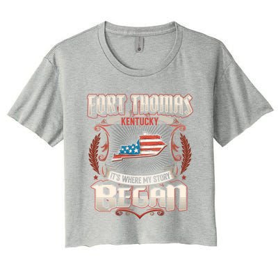 Fort Thomas Kentucky Usa Flag 4th Of July Gift Women's Crop Top Tee