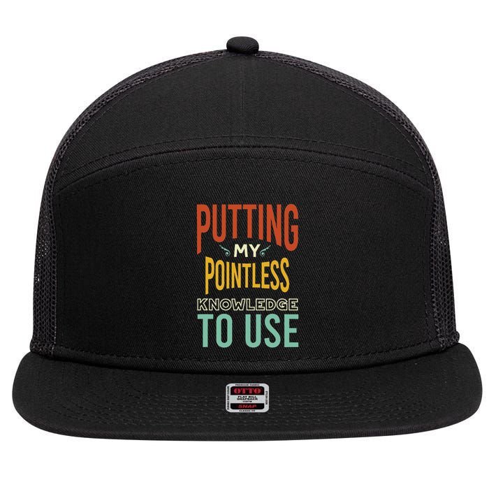 Funny Trivia Knowledge Brain Quiz Quiz Design 7 Panel Mesh Trucker Snapback Hat