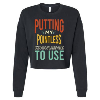 Funny Trivia Knowledge Brain Quiz Quiz Design Cropped Pullover Crew