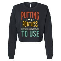 Funny Trivia Knowledge Brain Quiz Quiz Design Cropped Pullover Crew