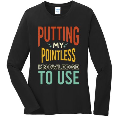 Funny Trivia Knowledge Brain Quiz Quiz Design Ladies Long Sleeve Shirt