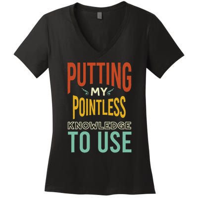 Funny Trivia Knowledge Brain Quiz Quiz Design Women's V-Neck T-Shirt