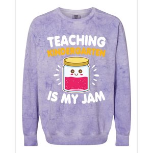 Funny Teaching Kindergarten Is My Jam For Teacher Funny Gift Colorblast Crewneck Sweatshirt