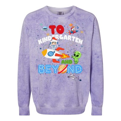 Funny To Kindergarten And Beyond Astronaut Back To School Colorblast Crewneck Sweatshirt