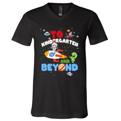 Funny To Kindergarten And Beyond Astronaut Back To School V-Neck T-Shirt