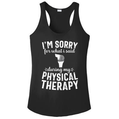 Funny Therapy Knee Replacement Surgery Recovery Gag Gift Ladies PosiCharge Competitor Racerback Tank