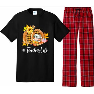 Funny Teacher Life Pumpkin Latte Autumn Thanksgiving Pajama Set